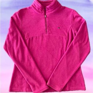 TOMMY HILFIGER Quarter Zip Pullover Sweatshirt Size M Pink